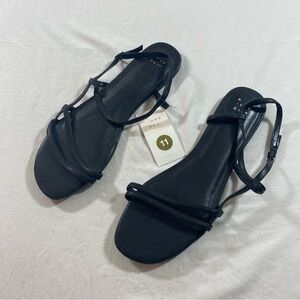 A new day Sleek Black Flat Sandals with Strappy Design Women 11 NWT